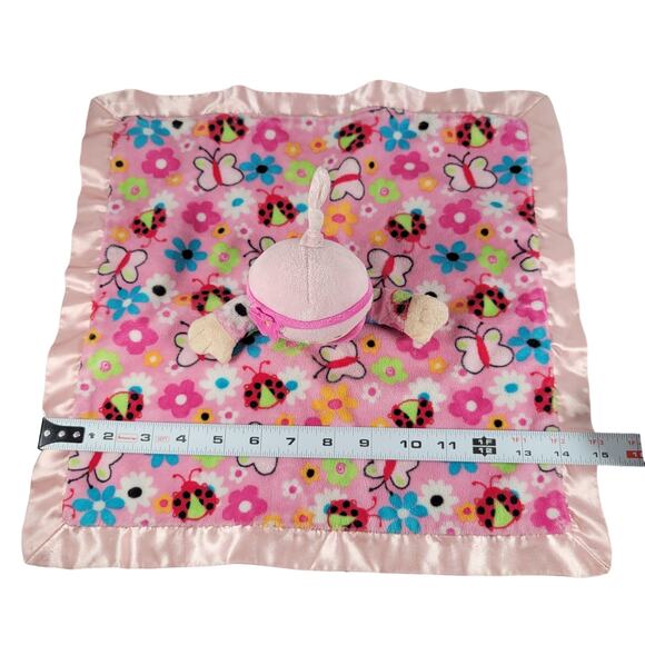 Douglas Baby Doll Lovey Security Blanket Pink Satin Trim Ladybugs 15" - Picture 7 of 11